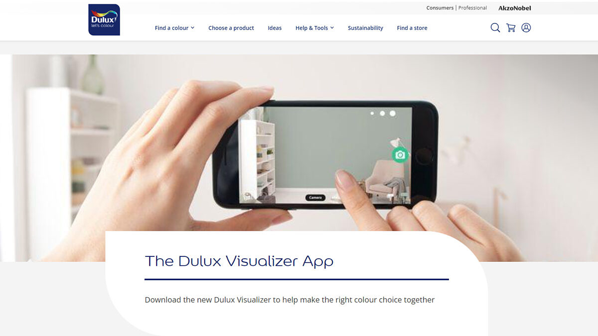 Dulux offers a Visualizer App. With Augmented Reality, Dulux lets rooms and colors come to life.