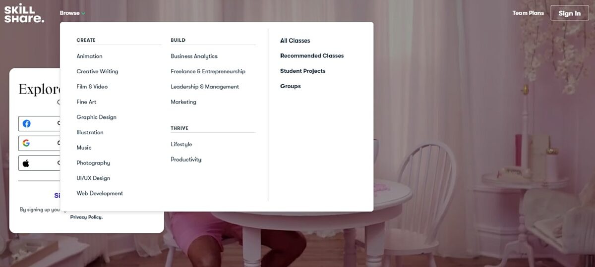 Skillshare verspricht Usern ein breitgefächertes Angebot an Weiterbildungsmaßnahmen 