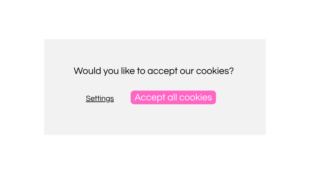 A banner displays the question “Do you want to accept cookies?” The only possible answer is “Accept all cookies.”