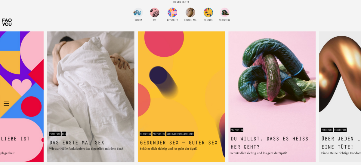 FAQ YOU – website screenshot of the sex education platform with an overview of published articles