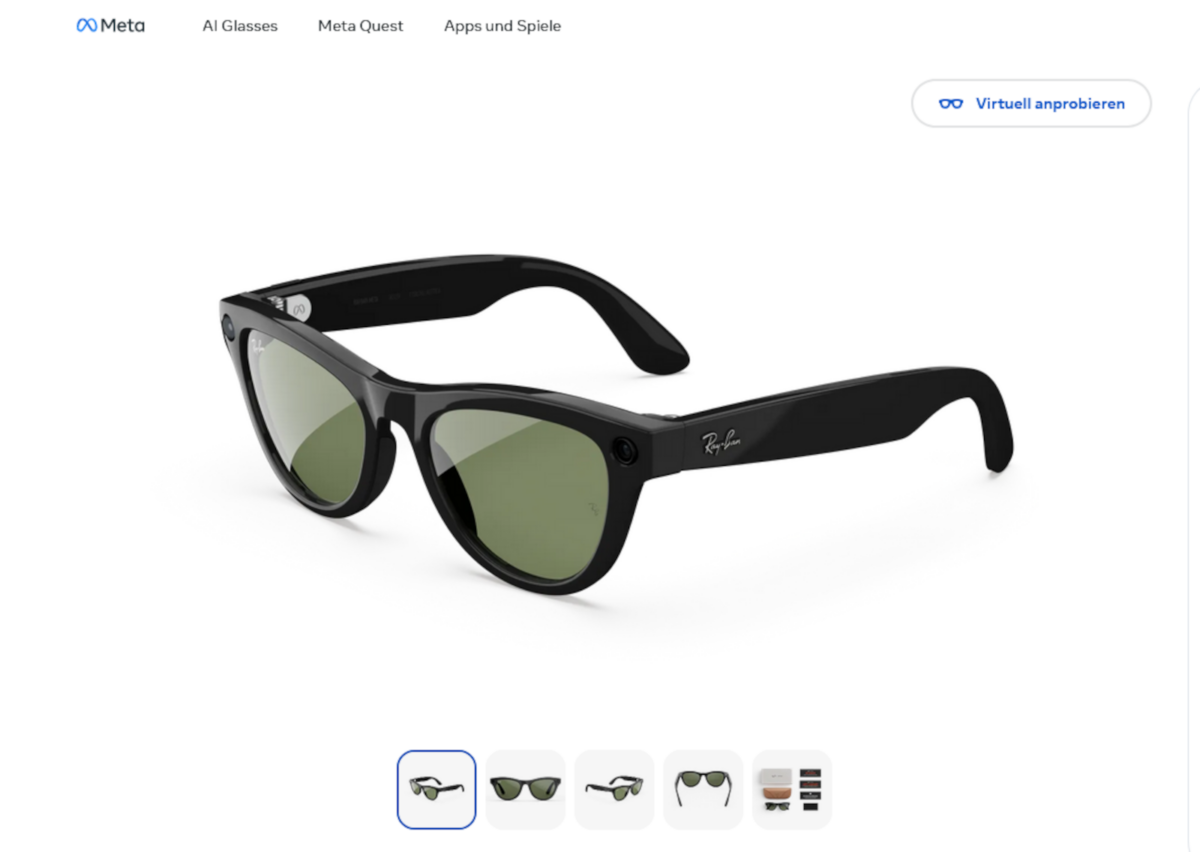 Screenshot showing Ray-Ban Meta Skyler AI glasses in Meta’s online store