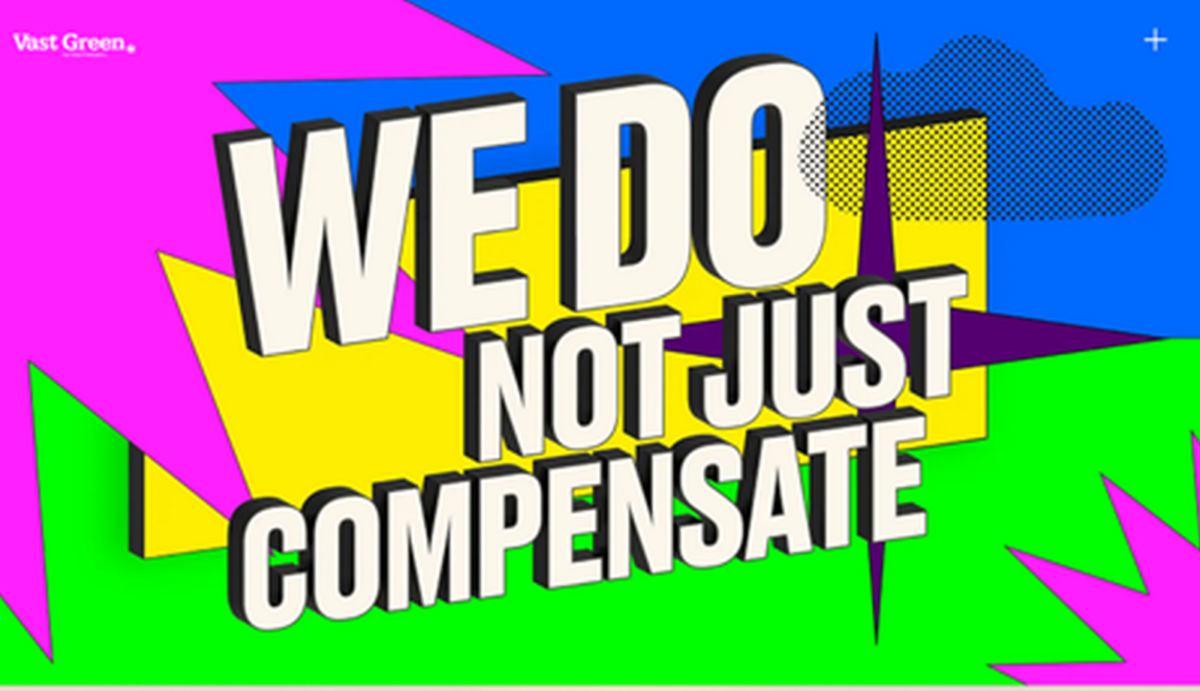 AI and sustainability: screenshot from the Vast Green homepage