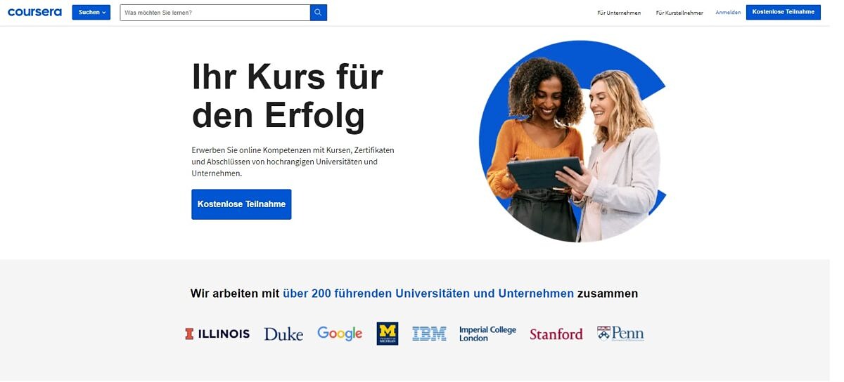 Coursera – Kooperation mit Partneruniversitäten