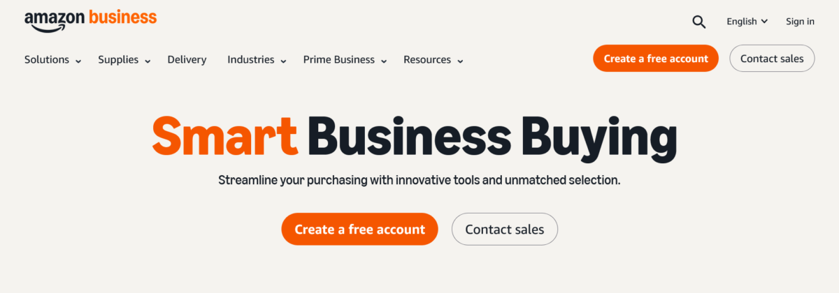 Screenshot of the Amazon Business homepage as an example of platformization in B2B commerce 