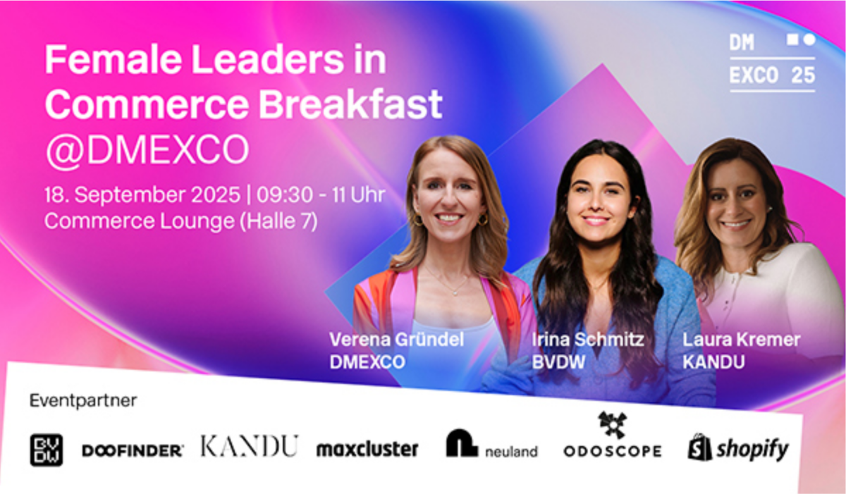 Three of the women participating in the Female Leaders in Commerce Breakfast @DMEXCO, taking place from 9:30 a.m. on Thursday, September 18.